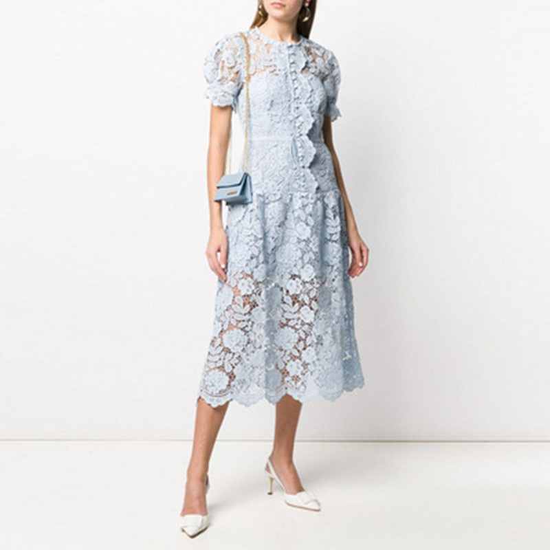 Summer French Vintage Court Wind Blue Lace Hook Flowers Dress High Quality Women Long Midi Party Dresses 210525
Summer French Vintage Court Wind Blue Lace Hook Flowers Dress High Quality Women Long Midi Party Dresses 210525