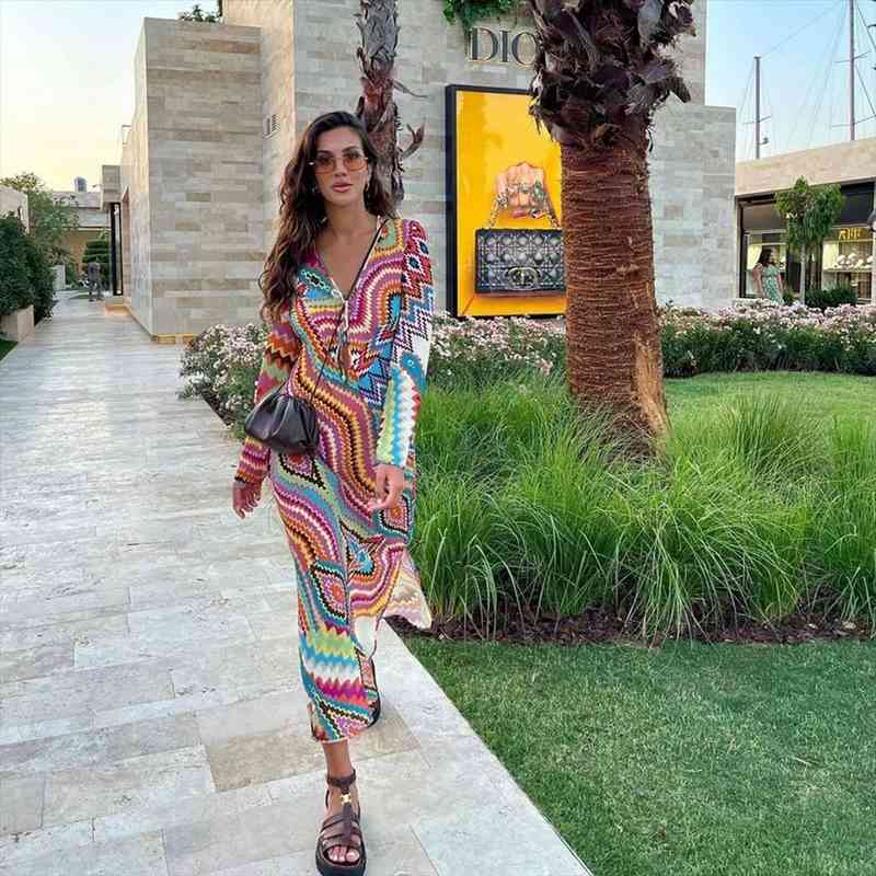 Women Fashion With Drawstring Printed Midi Dress Vintage Long Sleeve Side Vents Chic Female Dresses Vestidos Mujer, Black;gray
Women Fashion With Drawstring Printed Midi Dress Vintage Long Sleeve Side Vents Chic Female Dresses Vestidos Mujer, Black;gray