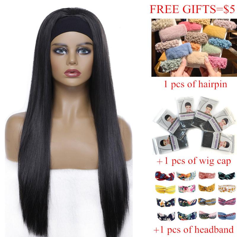 Synthetic Wigs GURUILAGU Headband Wig Straight Long For Black Women Hair Color 99J/613/1B/27