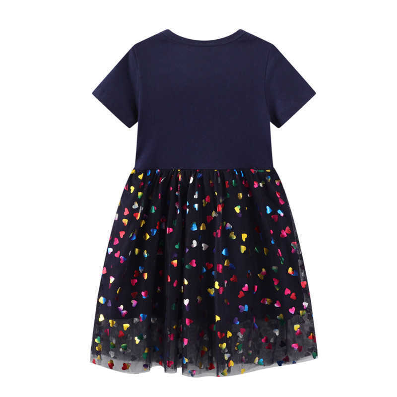 Jumping Meters Selling Unicorn Print Summer Princess Party Tutu Baby Dresses Birthday Gift Children's Costume Mesh Girls 210529