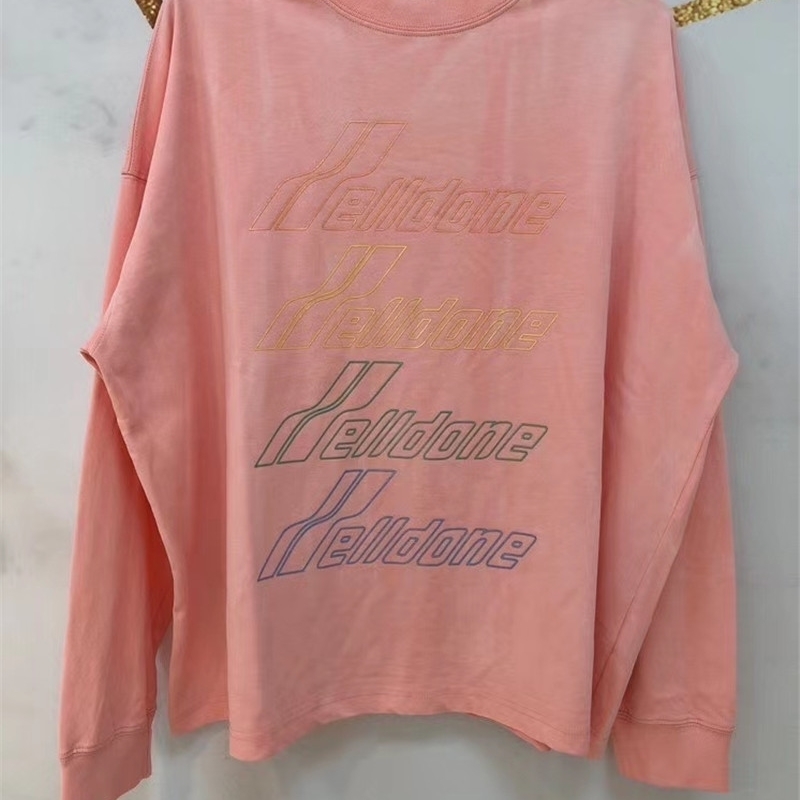 Oversize We11done T-shirt Long Sleeve Men Women Casual WELL DONE t shirt 210420