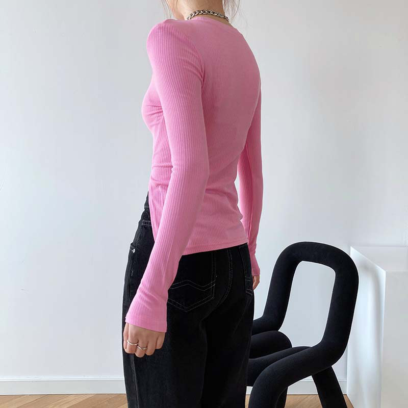 TWOWINSYLE Black Side Split Shirt For Women O Neck Long Sleeve Slim Casual Shirts Female Fashion Clothing Spring 210524