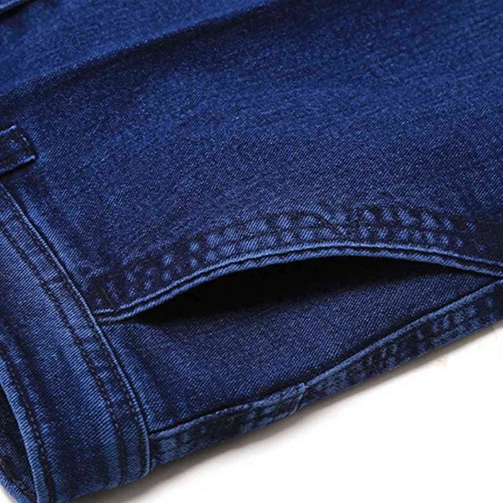 Size 30-45 Men Business Jeans Classic Male Stretch Jeans Plus Size Baggy Straight Men Denim Pants Cotton Blue Work Jeans Men 211120