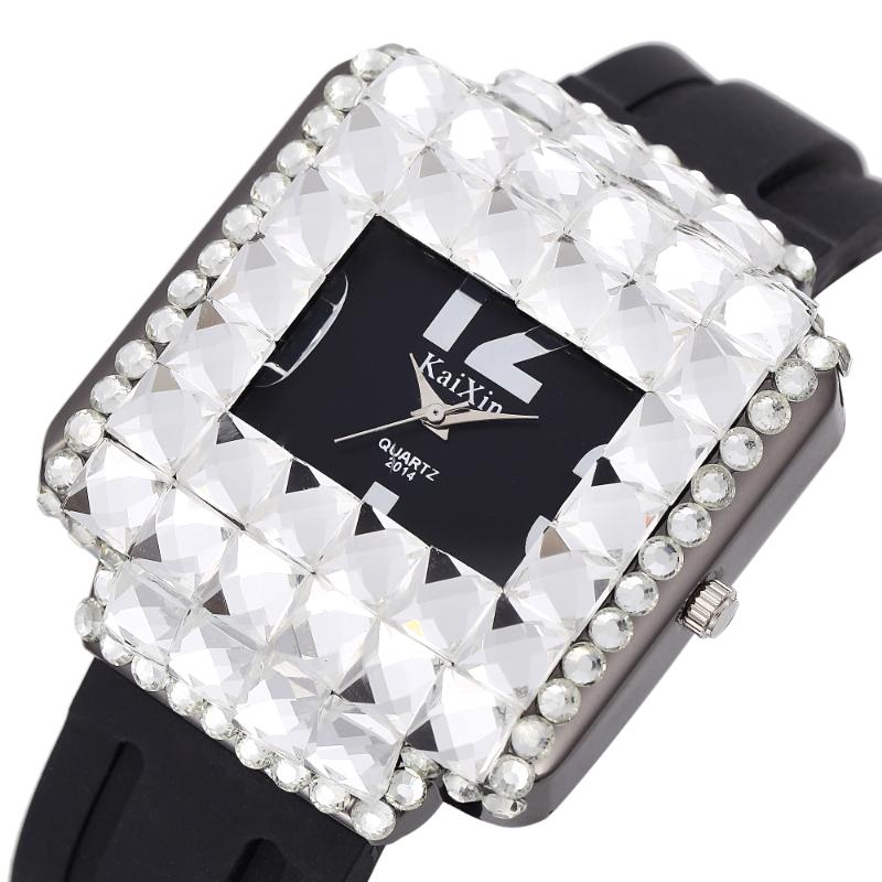 Wristwatches Fashion Women's Watch Luxury Top Brand Ladies Rhinestone Watches Silicone Large Square Dial Quartz Clock Montre, White 
Wristwatches Fashion Women's Watch Luxury Top Brand Ladies Rhinestone Watches Silicone Large Square Dial Quartz Clock Montre, White