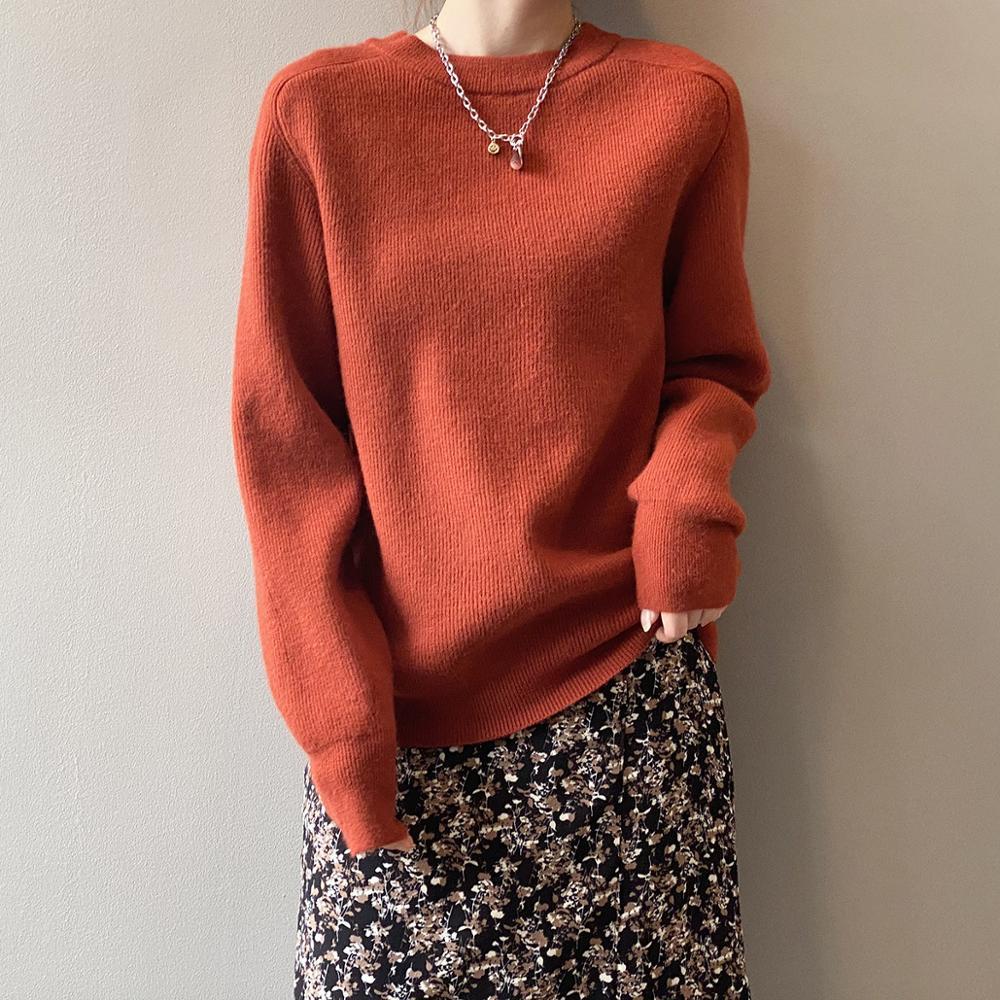 8 Colors Autumn Winter Bottoming Sweater Office Lady Basic Pullovers Tops Solid Long Sleeve Knitted Sweaters 210421