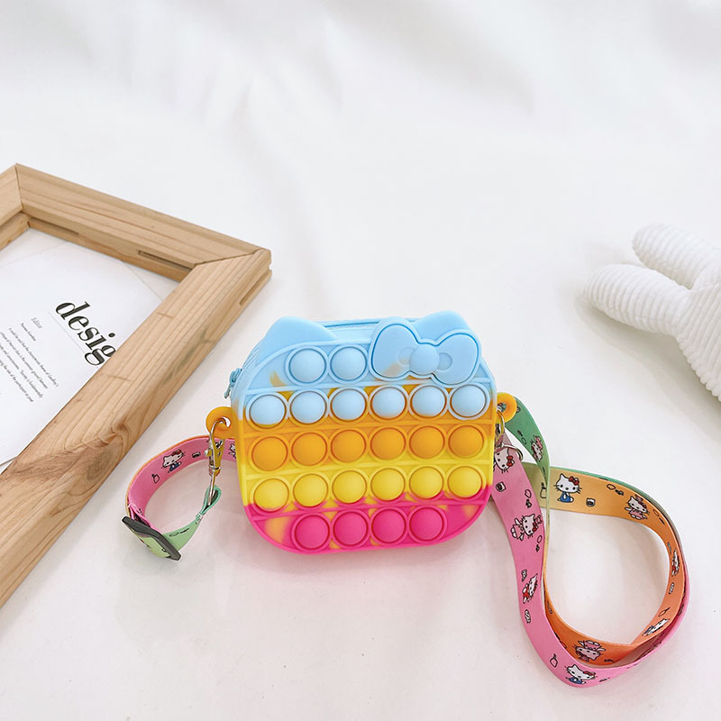 Fidget Toy Rodent Pioneer Silicone Pop Bubble Stress Reliever Rainbow Purse Bag Children Kid Baby Backpack Student Stationary Puzzle Pinch Music Decom