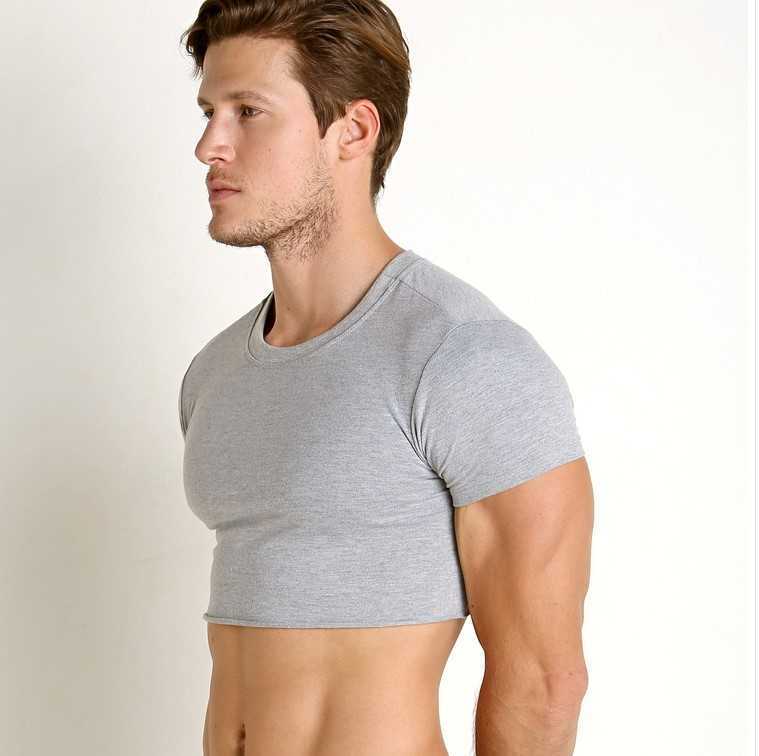 Summer men's super short T - shirt gym coat sport bottom Sexy stage costume 210629, Gray
Summer men's super short T - shirt gym coat sport bottom Sexy stage costume 210629, Gray