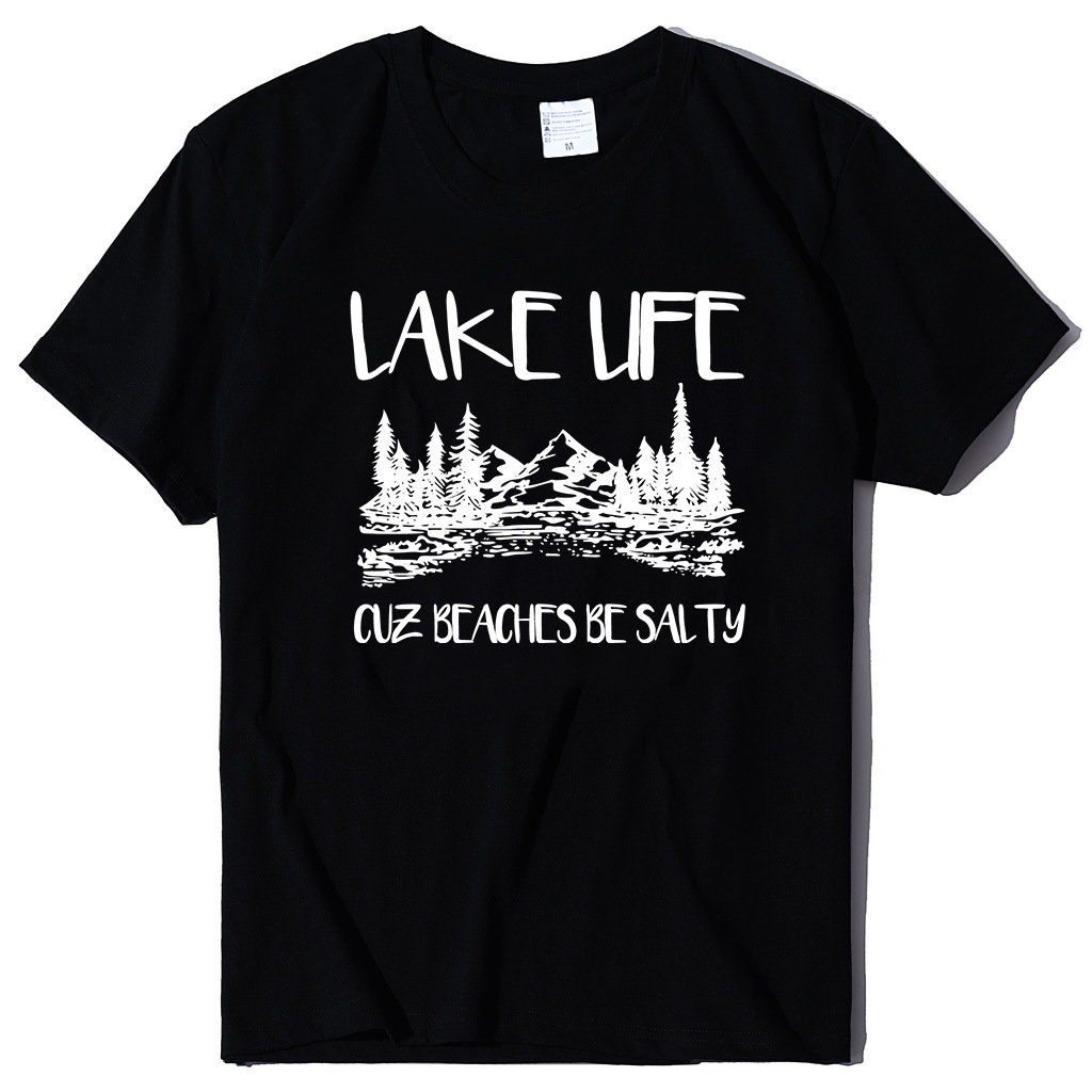 lake life letter print urban casual summer women's large fashion t-shirt short sve, White
lake life letter print urban casual summer women's large fashion t-shirt short sve, White