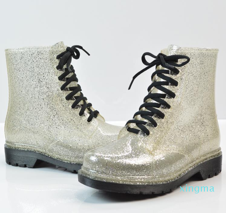 winter ladies transparent glitter rains boot Martin rain boots water shoe water boots student rain boot Snow Snow boots work