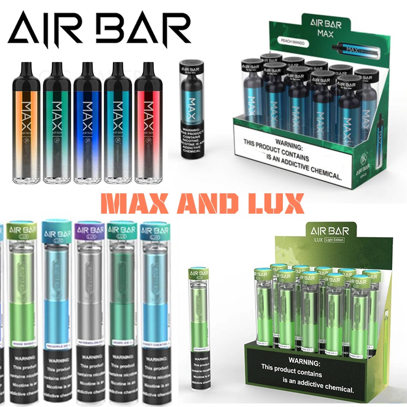 TOP Quality E-cigarettes Air Bar max Lux rechargerable Disposable Device Cigarettes 2000 Puffs 6.5ML Pre-Filled Vape Pods 1250mah battery aviliable Flum
TOP Quality E-cigarettes Air Bar max Lux rechargerable Disposable Device Cigarettes 2000 Puffs 6.5ML Pre-Filled Vape Pods 1250mah battery aviliable Flum