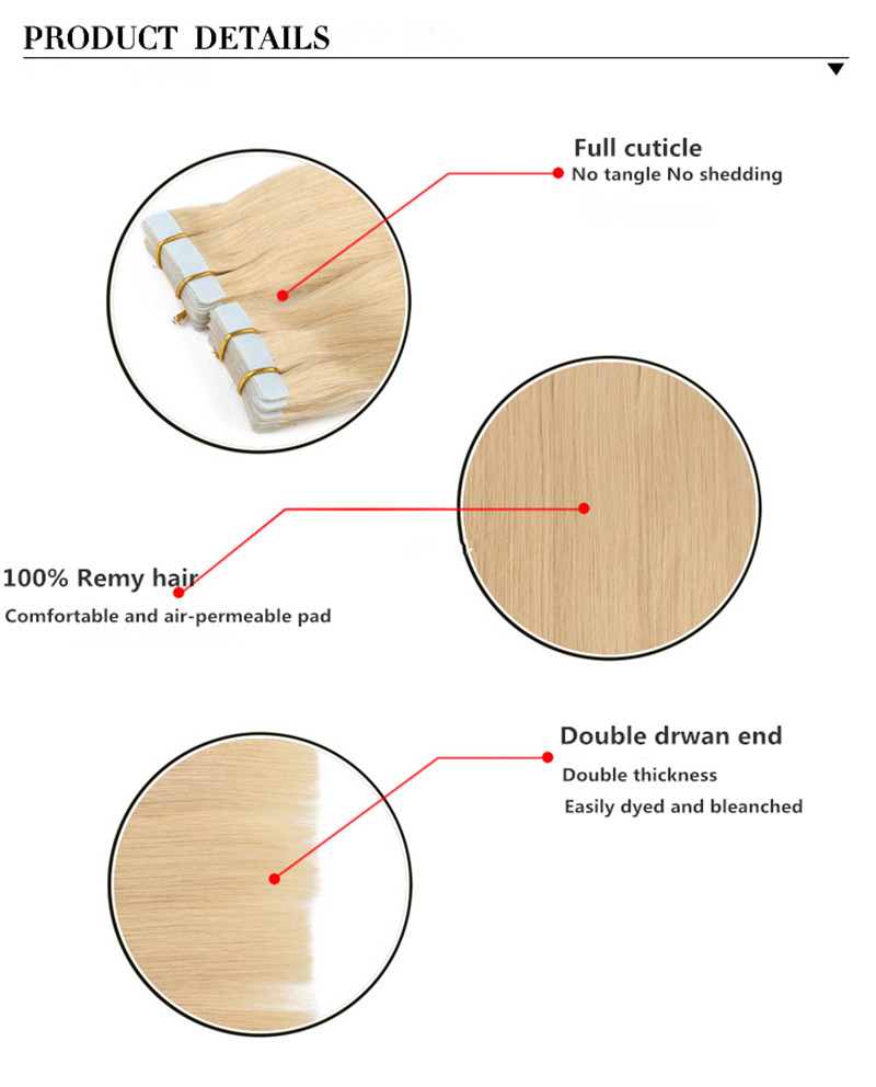 New arrival 10-26 european natural straight tape on remy hair extensions 40pcs skin wefthair invisible seamless