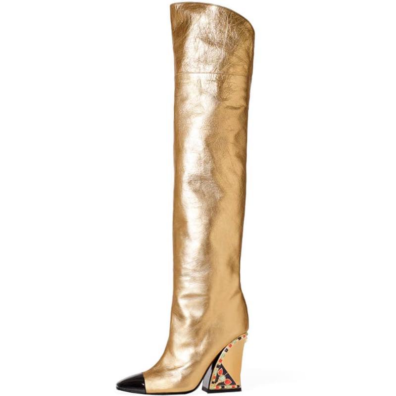 Boots SaraIris Zipper Square Heel Women Mental Decoration Party Ladies Gold Solid Over The Knee Shoes 1NSB
Boots SaraIris Zipper Square Heel Women Mental Decoration Party Ladies Gold Solid Over The Knee Shoes 1NSB