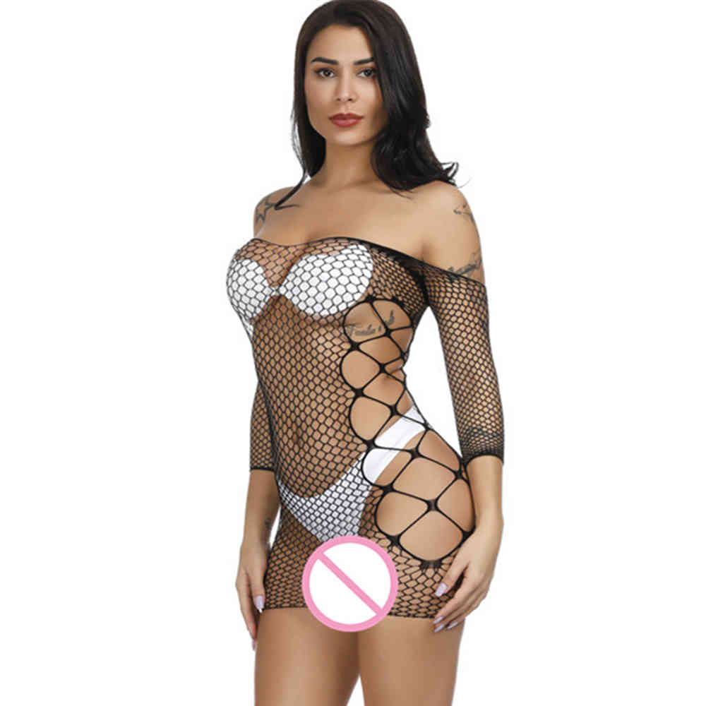 Solfie Sous-vêtements Élasticité Coton Lenenceria Sexy Lingerie Mesh Babydoll Robe Érotique Lingerie Pour Femmes Sexe Costumes creux creux
