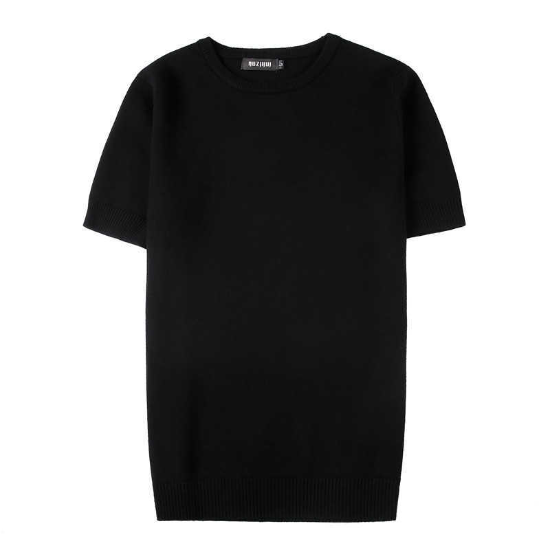6Colors Spring Short Sleeve Men Knitted Sweaters Casual Fashion Round Collar Slim Fit Pullovers Solid Plus Size 4XL-M 210813wtt