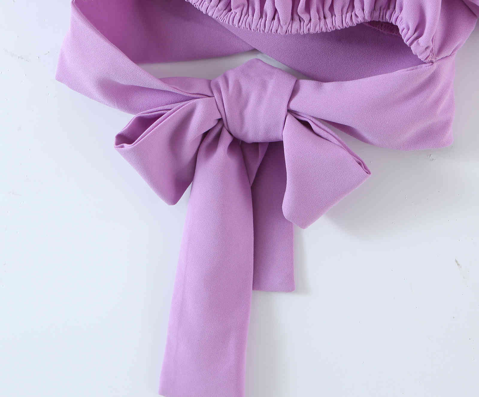 Chic Lantern Short Sleeve Bandage Tie Bow Cropped Shirt Women French style Ladies Dropped Crop Top Sexy blouses 210429