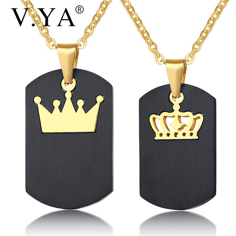Pendant Necklaces V.YA Couple Queen King Simple Necklace Style Stainless Steel Detachable Fashion Black Pendants For Men Women Gift
Pendant Necklaces V.YA Couple Queen King Simple Necklace Style Stainless Steel Detachable Fashion Black Pendants For Men Women Gift