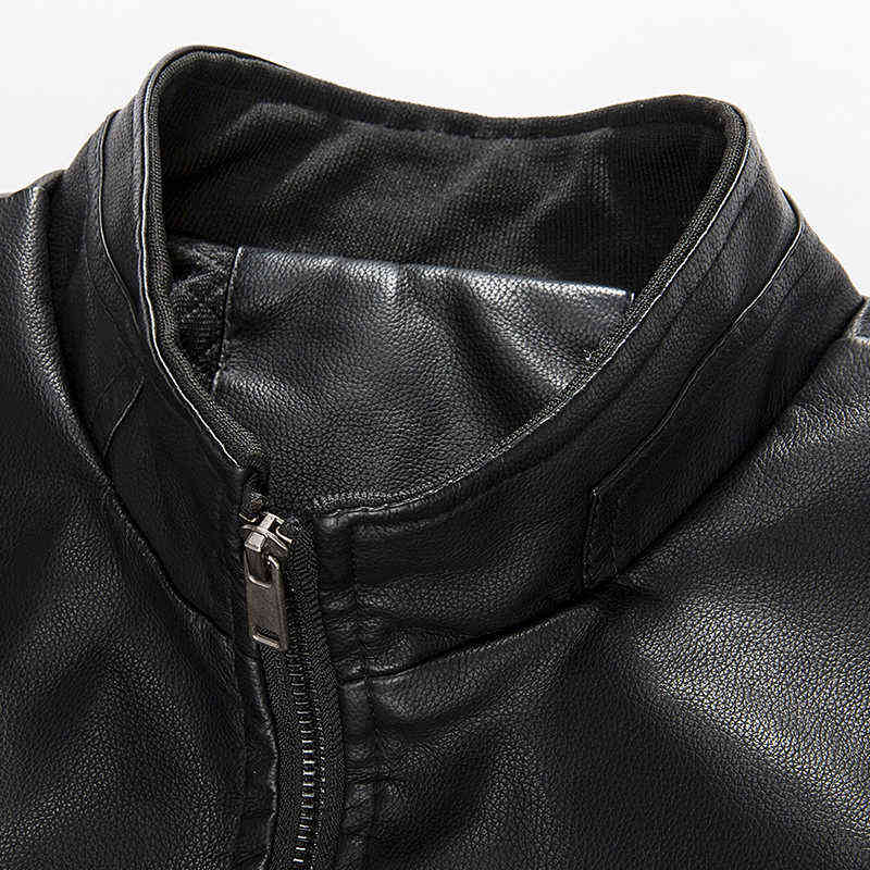Autumn/winter Men's Leather Vintage Jackets Casual Biker Pu Jacket Zip Pocket Thick Leather Coats Jacket Men 211106