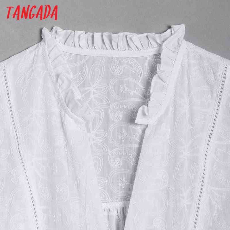 Women Oversized Embroidery Romantic Blouse Long Sleeve Chic Female Shirt Tops 6H7 210416