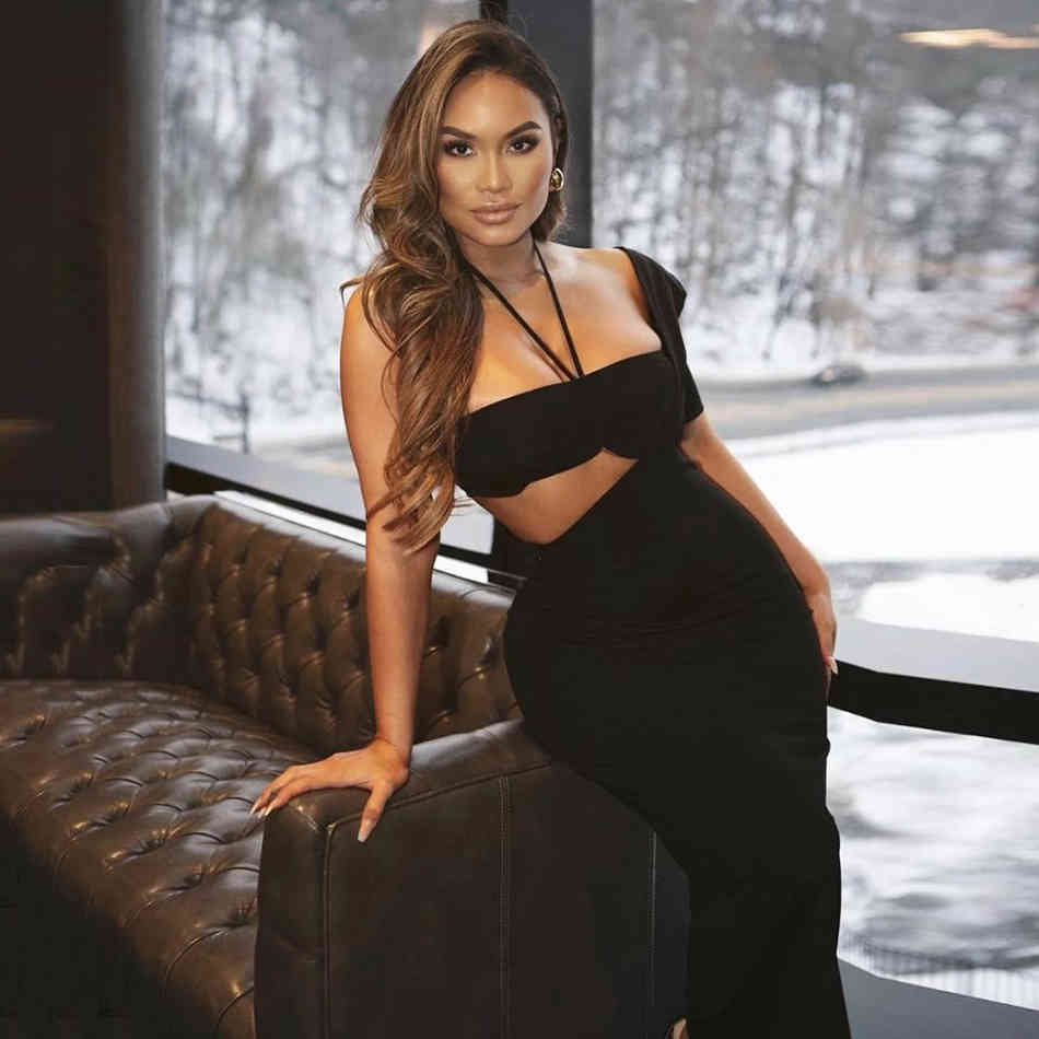 Free Chic Sexy Women Long Dress Halter Collar One Shoulder Short Sleeve Waist Hollow Bodycon Club Party 210524