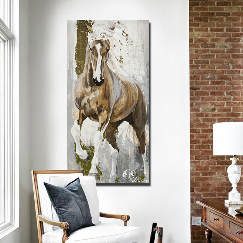 Nordic Running Horse Oil Painting On Canvas Art Prints Wall Art Animal Poster Pictures For Europe Classical Room Decoration