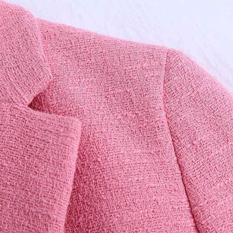 Sweet Women V Neck Single-breasted Coat Spring-autumn Fashion Ladies Office Minority Female Short Textured Blazer 210515