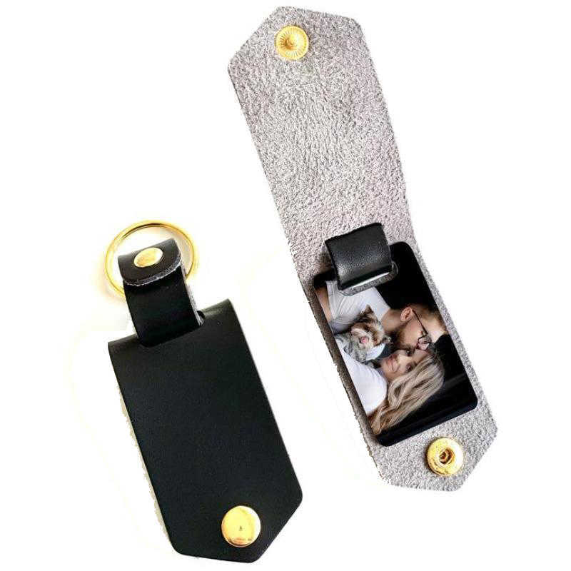 Leather Keychains Pendant Sublimation Blank Aluminum Alloy Car Key Ring Heat Transfer DIY Decorative Keychain 6 Colors