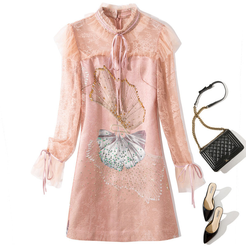 2021 Spring Summer Long Sleeve Round Neck Pink / Blue Print Tulle Ribbon Tie Bow Panelled Short Mini Dress Elegant Casual Dresses 21A256002
2021 Spring Summer Long Sleeve Round Neck Pink / Blue Print Tulle Ribbon Tie Bow Panelled Short Mini Dress Elegant Casual Dresses 21A256002