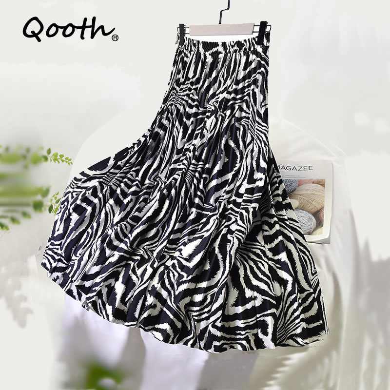 Qooth Zebra Print Pleated Skirt Woman Fashion Chic Mujer Pleated Maxi Skirt INS Lady Elastic Waist Skirts Women QT373 210518, Black
Qooth Zebra Print Pleated Skirt Woman Fashion Chic Mujer Pleated Maxi Skirt INS Lady Elastic Waist Skirts Women QT373 210518, Black