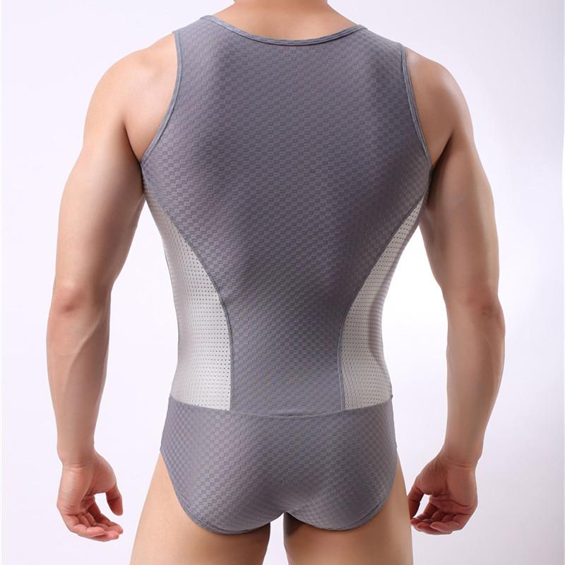 Undershirts Sexy Man Vest Mesh Men Bodysuit Breathable Bodybuilding Male Slim Body Shaper Fitness Wrestling Singlets Shirts6186213