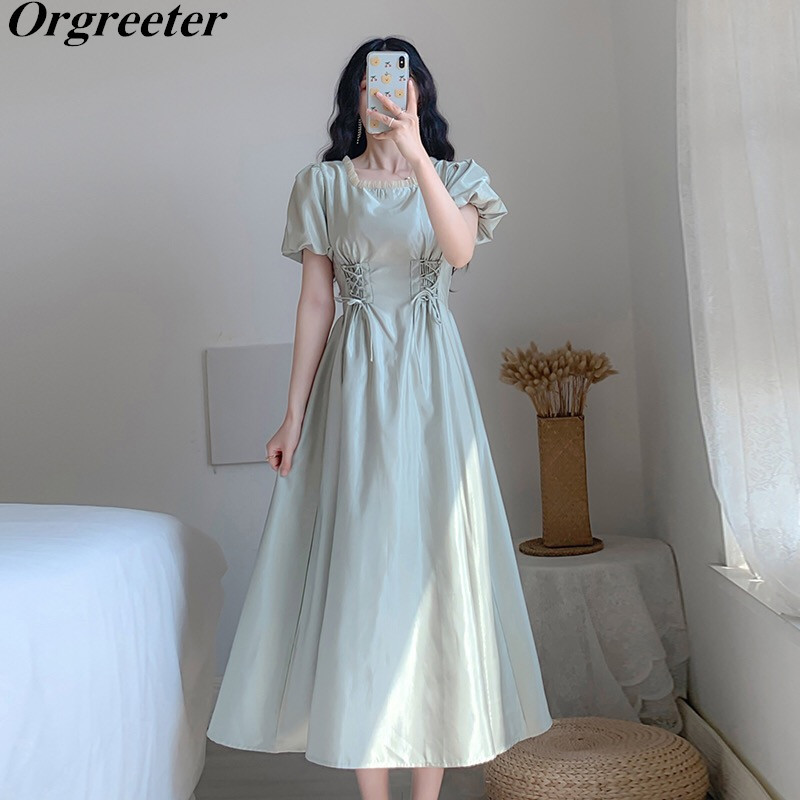 Summer Sweet Puff sleeve Square collar Dress Female Vestidos Retro Ruffles Cross lace Slim Party Robe 210525, Turquoise
Summer Sweet Puff sleeve Square collar Dress Female Vestidos Retro Ruffles Cross lace Slim Party Robe 210525, Turquoise