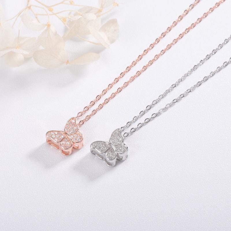 Chains S925 Silver Butterfly Necklace Women's Short Micro Inlaid Diamond Clavicle Chain Simple And Sweet
Chains S925 Silver Butterfly Necklace Women's Short Micro Inlaid Diamond Clavicle Chain Simple And Sweet