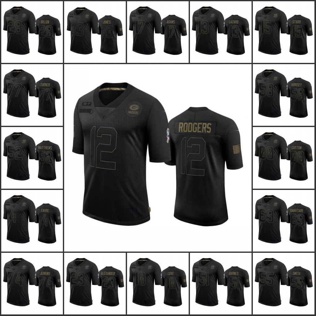 Green BayPackersMen #4 Brett Favre 12 Aaron Rodgers 33 Aaron Jones 17 Davante Adams Custom Women Youth Black Salute to Service Limited Jersey
Green BayPackersMen #4 Brett Favre 12 Aaron Rodgers 33 Aaron Jones 17 Davante Adams Custom Women Youth Black Salute to Service Limited Jersey