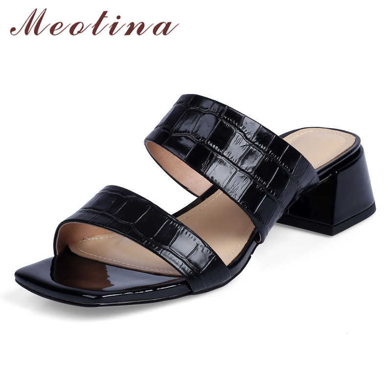 Meotina Shoes Women Mid Heel Slippers Square Toe Thick Heels Ladies Slides Summer Causal Sandals Female White Black Size 34-39 210608
Meotina Shoes Women Mid Heel Slippers Square Toe Thick Heels Ladies Slides Summer Causal Sandals Female White Black Size 34-39 210608