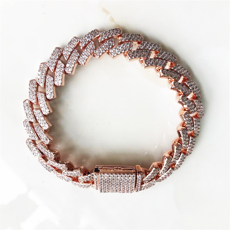 New Arrival Personalized Gold Bling Diamond Mens Cuban Link Chain Bracelet Iced Out Cubic Zirconia Curb Wristband Chains Jewelry 3