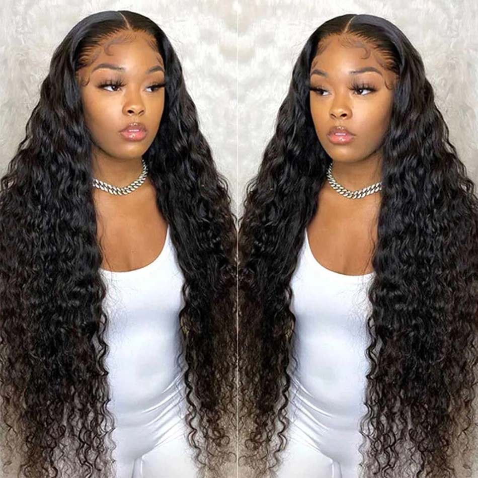 28 30 Inch Deep Wave13x4 Transparent Lace Front Wig Human Hair For Black Women Brazilian Water Wave 5X5 HD swiss Frontal Wigs diva1