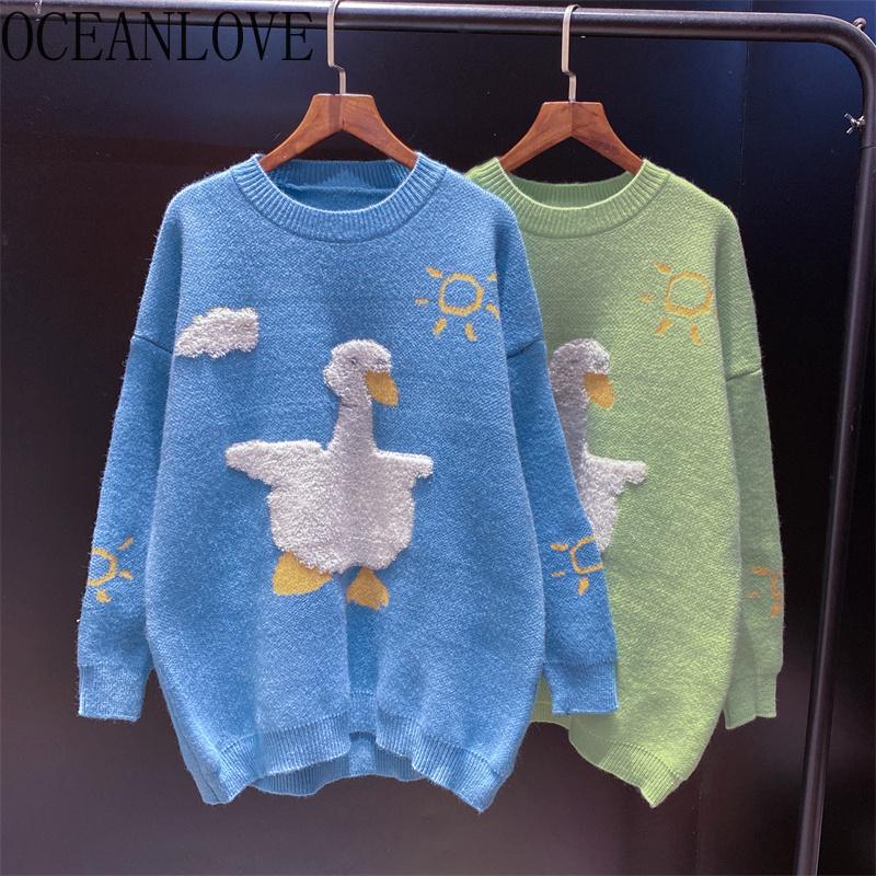 Women's Sweaters OCEANLOVE Cartoon Pull Femme Acquard Japan Style Kawaii Autumn Winter Sueter De Mujer Warm Vintage Ins Print Women, Green
Women's Sweaters OCEANLOVE Cartoon Pull Femme Acquard Japan Style Kawaii Autumn Winter Sueter De Mujer Warm Vintage Ins Print Women, Green