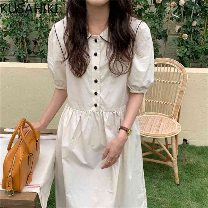 Woman Dress Sweet Peter Pan Collar Puff Sleeve Dresses Causal Korean Buttons High Waist A-line Vestidos De Mujer 6H580 210603, Blue
Woman Dress Sweet Peter Pan Collar Puff Sleeve Dresses Causal Korean Buttons High Waist A-line Vestidos De Mujer 6H580 210603, Blue