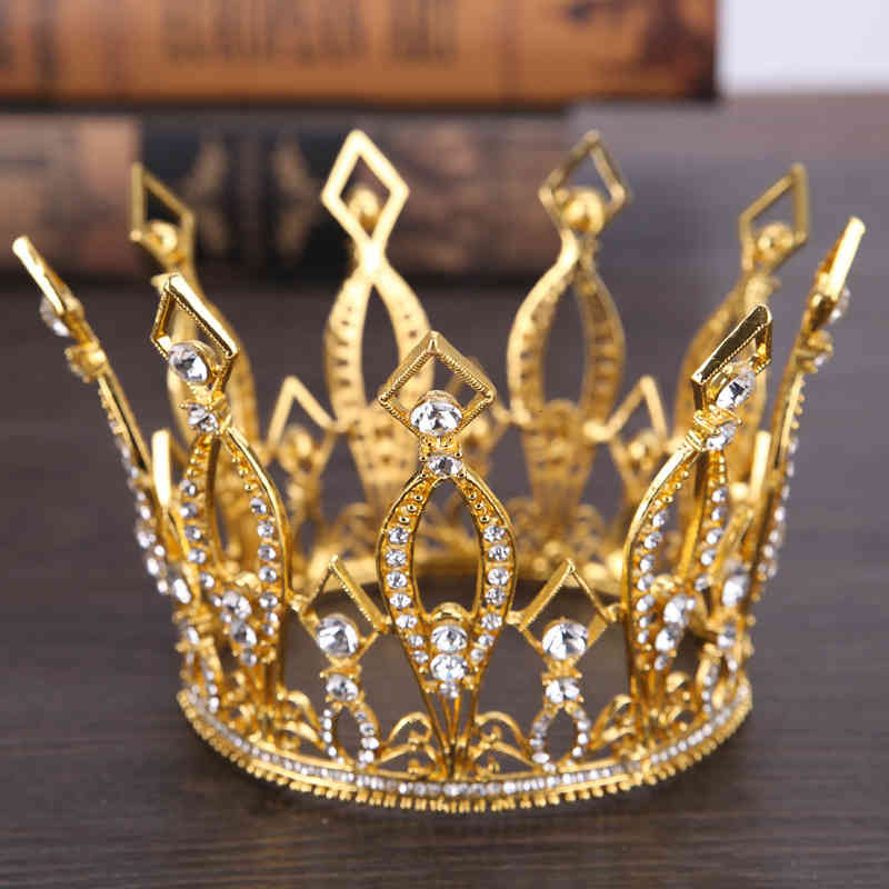 Wedding Hair Jewelry Accessories European Golden King Crown Bride Whole Circle Noble Performance Decoration Studio Shooting