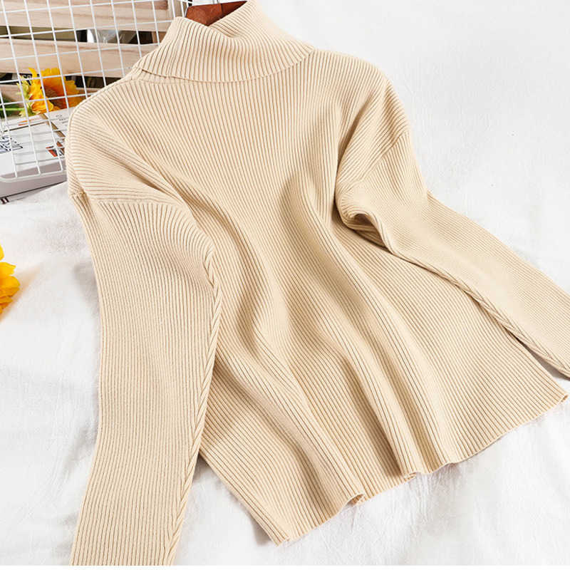 DEAT Autumn Winter Products Fashion Temperament Long-sleeved High-neck Knitted Sweater Stretch Pants Two-piece ML317 210709
