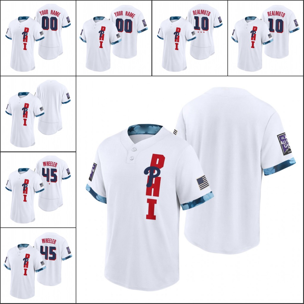 PhiladelphiaPhillies #45 Zack Wheeler 10 J.T. Realmuto Men Women Youth 2021 All-Star GameReplicaAuthentic Custom White Jersey
PhiladelphiaPhillies #45 Zack Wheeler 10 J.T. Realmuto Men Women Youth 2021 All-Star GameReplicaAuthentic Custom White Jersey