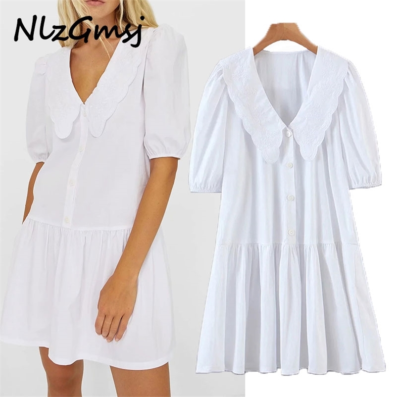 Dres Summer Fashion Doll Collar High Waist Single-breasted Short Sleeve Solid Color Loose Mini 210628, As picture
Dres Summer Fashion Doll Collar High Waist Single-breasted Short Sleeve Solid Color Loose Mini 210628, As picture