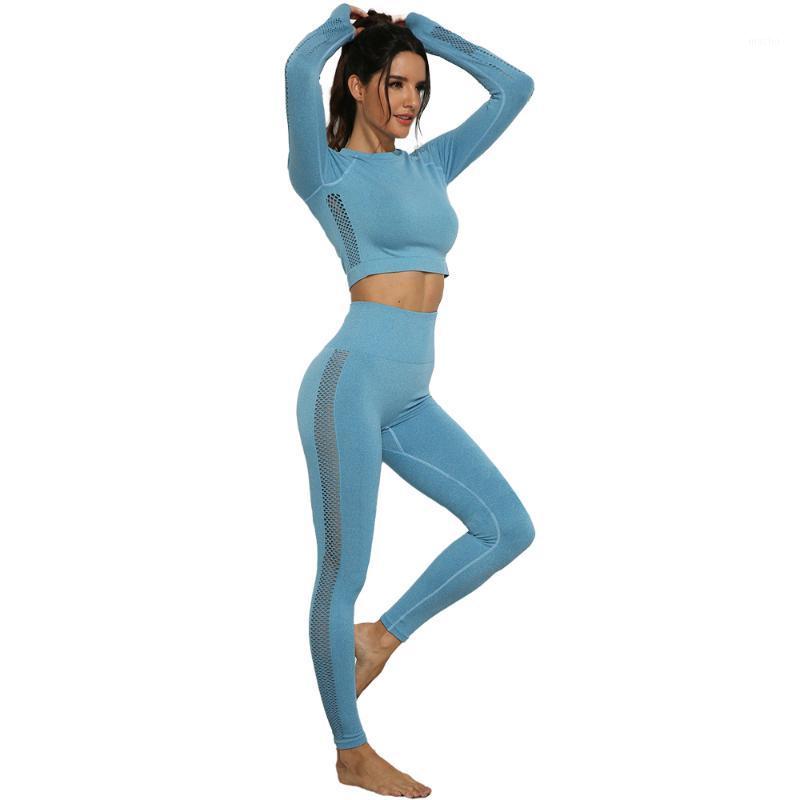 Yoga Outfit Mesh Seamless Set Workout Clothes For Women Sportswear Gym Women' Fitness Suit Long Sleeve Sport Active Wear, Blue
Yoga Outfit Mesh Seamless Set Workout Clothes For Women Sportswear Gym Women' Fitness Suit Long Sleeve Sport Active Wear, Blue