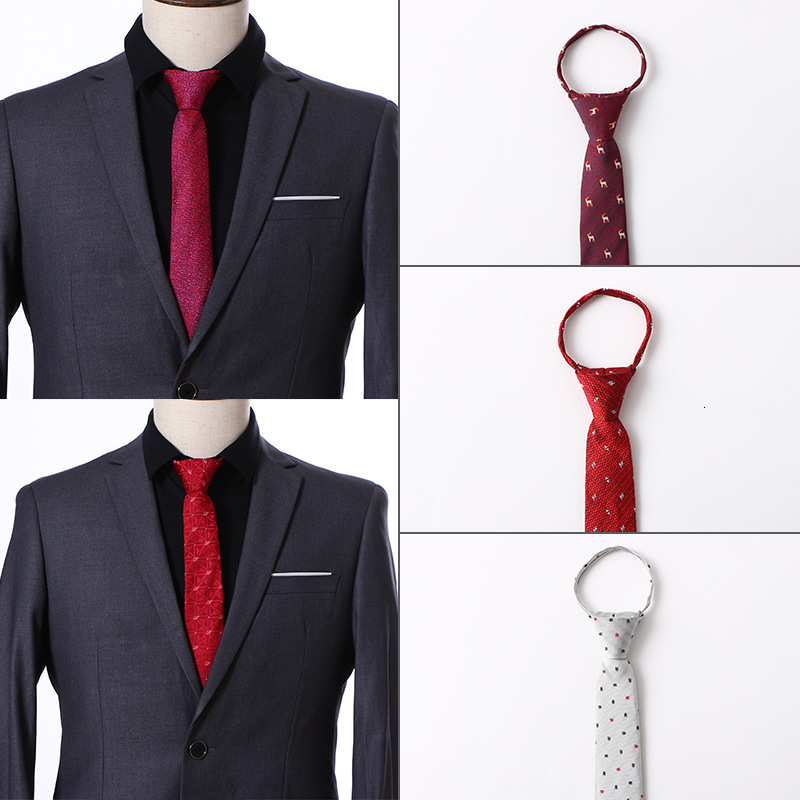 40 Colors Pre-tied Neck Tie Mens Boys Unisex Woven Jacquard Dot Print Skinny Zipper Ties Bridegroom Party Dress Wedding Necktie