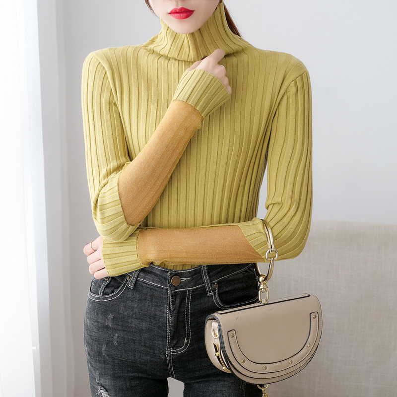Autumn Winter Pullover Turtleneck Long Sleeve Knitted Casual Women Sweater Slim Jumper Warm Pull Femme 11590 210415