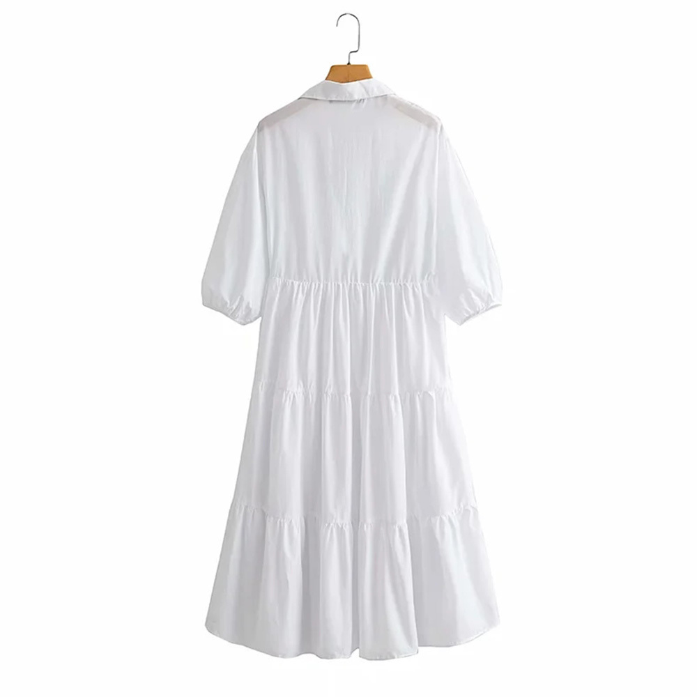 BBWM White Summer Vintage Long Dress Woman V Neck Short Sleeve Elegant Dress For Women Chic Casual Midi Dress 210520