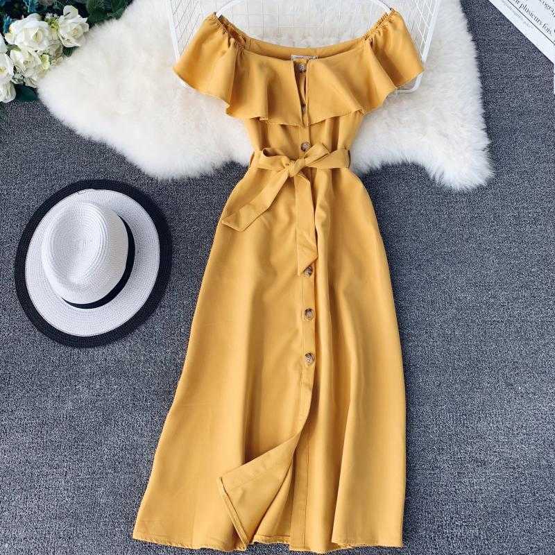 LY VAREY LIN Women Single Breasted High Waist Sashes Dress Slash Neck Chiffon Summer Off Shoulder Ruffles Dresses 210526, Dark pink
LY VAREY LIN Women Single Breasted High Waist Sashes Dress Slash Neck Chiffon Summer Off Shoulder Ruffles Dresses 210526, Dark pink