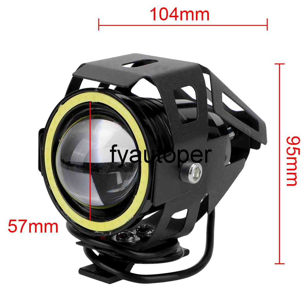 125W LED Motorcycle Angel Eyes U7 Headlamp Spotlights Universal 2Pcs/set Motorcycle Headlights Motorbike LED Auxiliary Lamp