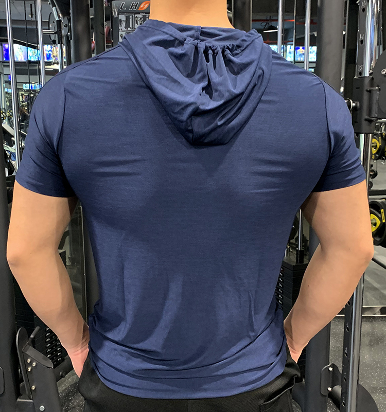 GYM Sport Hooded Running T shirt Fitness Slim High Elasticity Breathable Quick Dry Bodybuilding Mens Tshirt Men Tee Tops