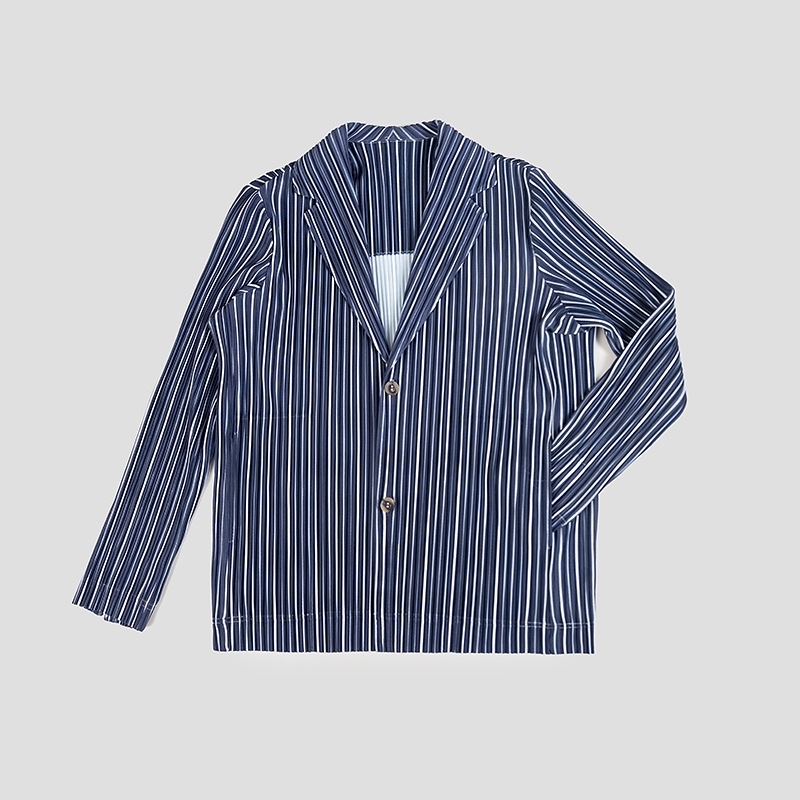 IEFB High Quality Pleated Men's Wear Stripe Suit Coat Fashion Elastic Soft Single Breasted Casual Fashion Blazer 9Y4892 210524