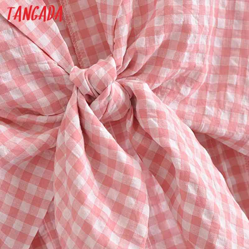 Fashion Women Plaid Print Cut-out Dress Arrival Long Sleeve Ladies Mini Robe JE03 210416